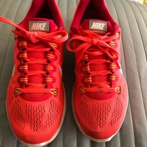 Nike Lunarglide+ 5 Running Shoes.  Orange and white. Size 7.5